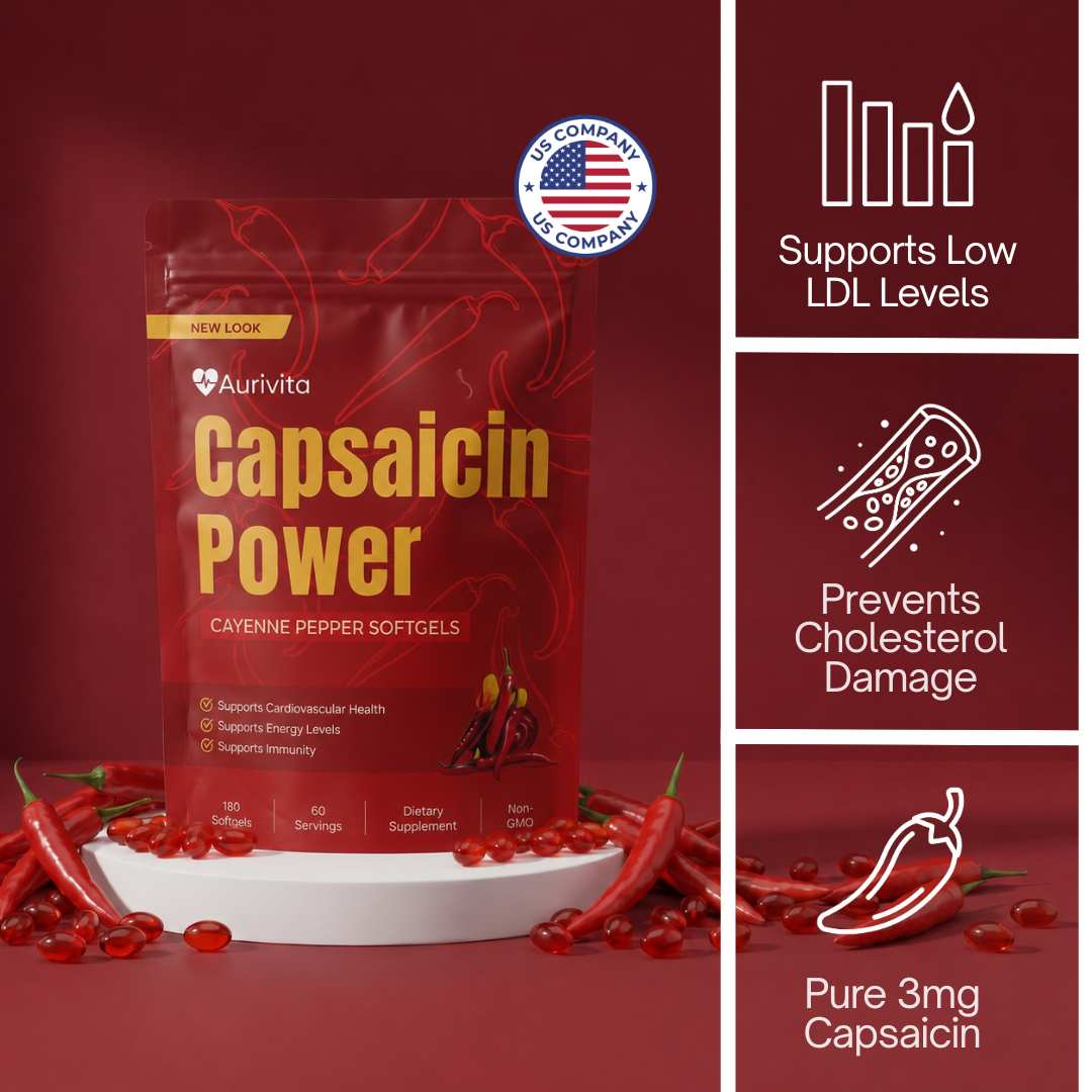 Aurivita Capsaicin Power - Cayenne Pepper Softgels For Cholesterol Support