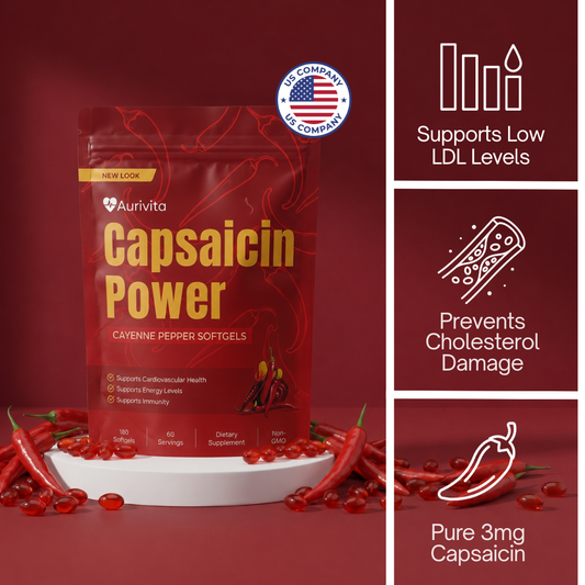 Aurivita Capsaicin Power - Cayenne Pepper Softgels For Cholesterol Support