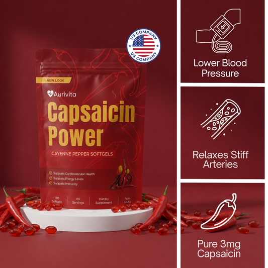 Aurivita Capsaicin Power - Cayenne Pepper Softgels For High Blood Pressure