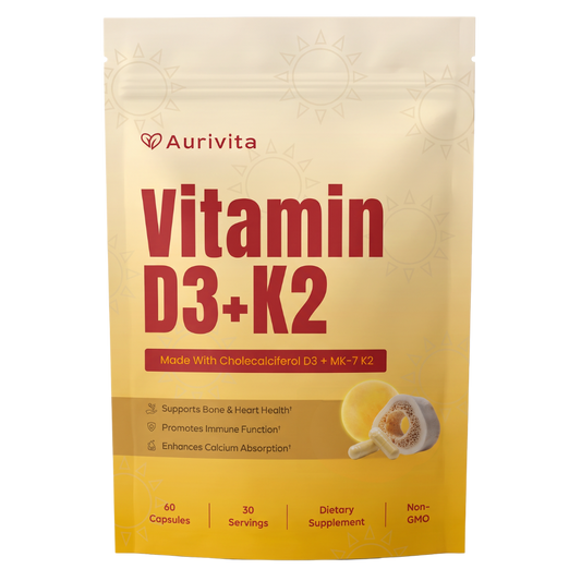 Aurivita Vitamin D3+K2 Capsules (30 Servings)