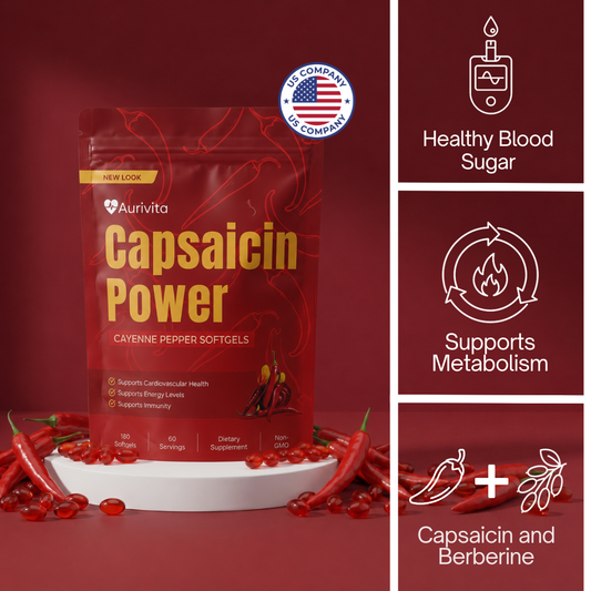 Aurivita Capsaicin Power - Cayenne Pepper Softgels Formulated For Diabetics