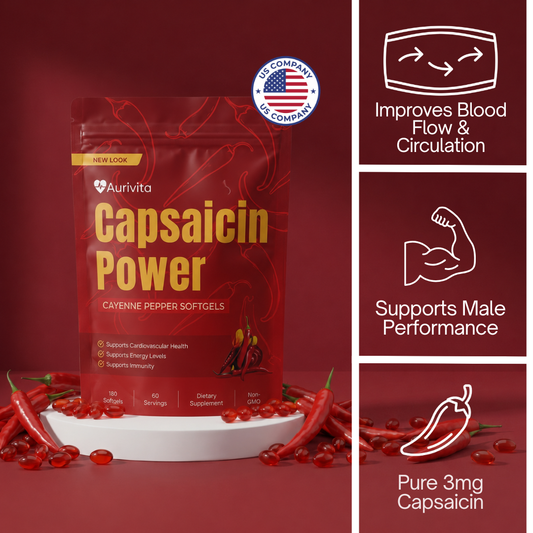 Aurivita Capsaicin Power - Cayenne Pepper Softgels For Erectile Dysfunction