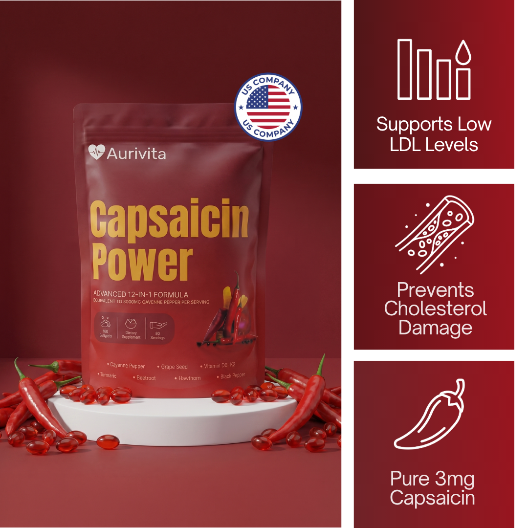 Aurivita Capsaicin Power - Cayenne Pepper Softgels For Cholesterol Support