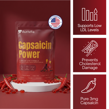 Aurivita Capsaicin Power - Cayenne Pepper Softgels For Cholesterol Support