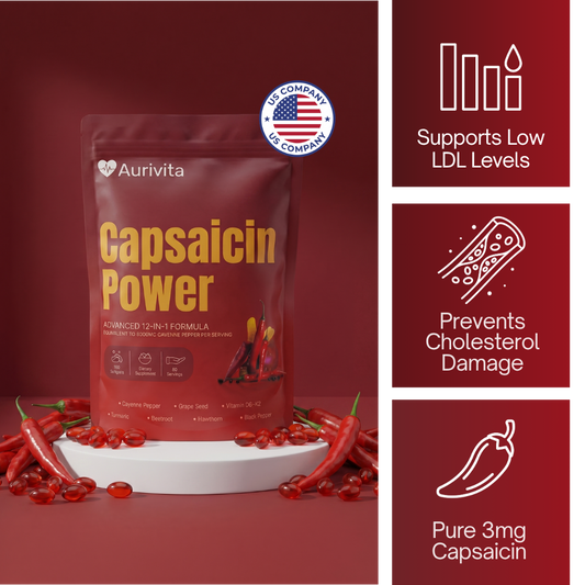 Aurivita Capsaicin Power - Cayenne Pepper Softgels For Cholesterol Support