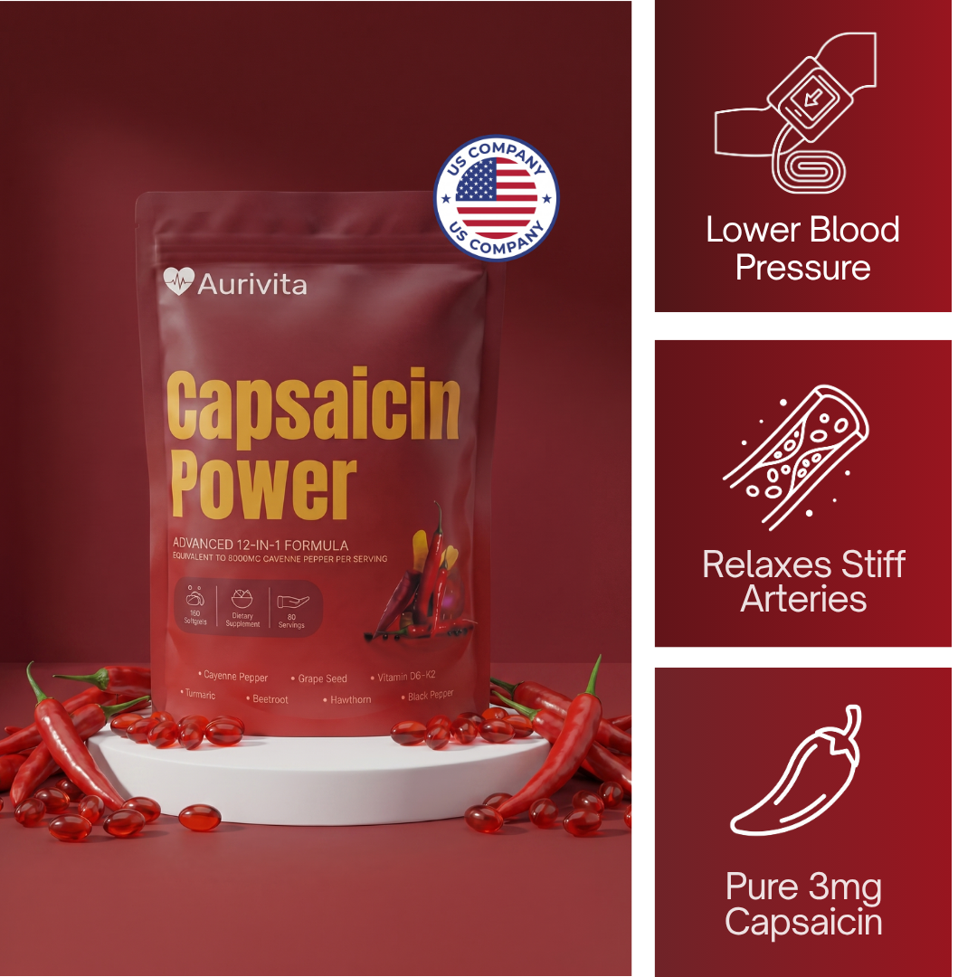 Aurivita Capsaicin Power - Cayenne Pepper Softgels For High Blood Pressure