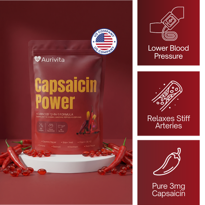 Aurivita Capsaicin Power - Cayenne Pepper Softgels For High Blood Pressure