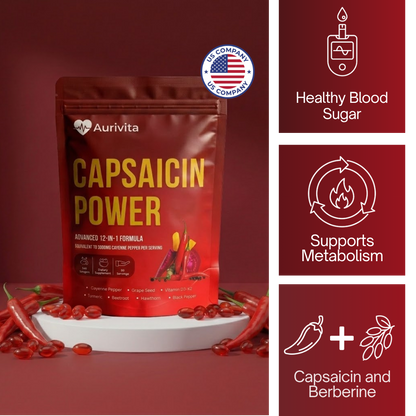 Aurivita Capsaicin Power - Cayenne Pepper Softgels Formulated For Diabetics